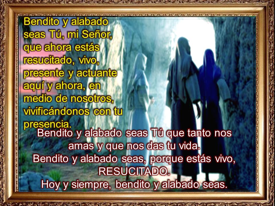 Bendito y alabado seas Tú que tanto nos amas y que nos das tu vida.