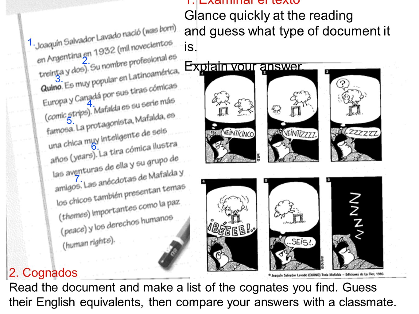 Glance quickly at the reading and guess what type of document it is.
