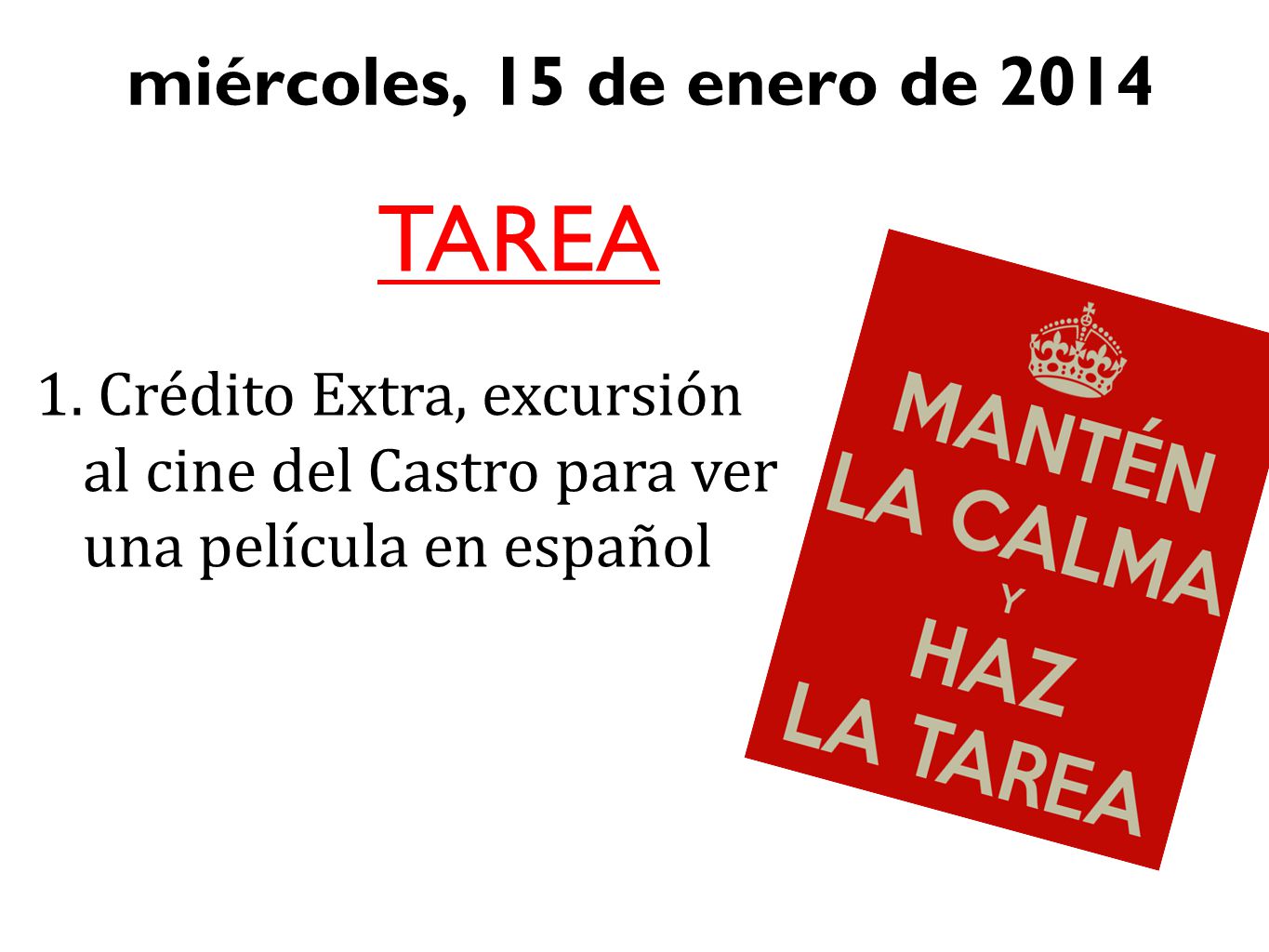 TAREA miércoles, 15 de enero de 2014
