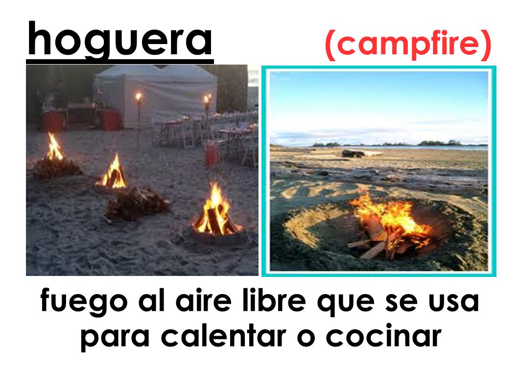 fuego al aire libre que se usa para calentar o cocinar
