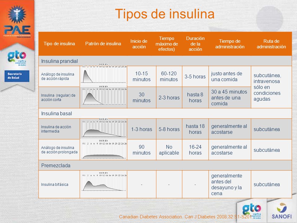 Tipos de insulina Insulina prandial minutos minutos