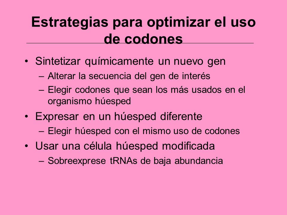 Estrategias para optimizar el uso de codones