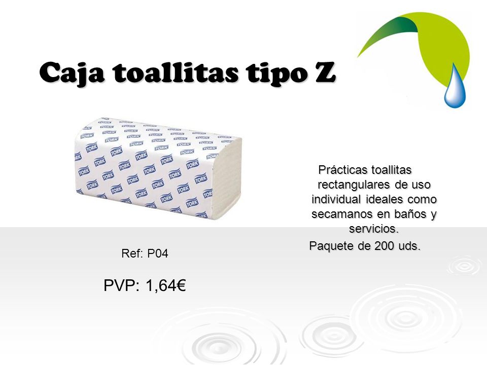 Caja toallitas tipo Z PVP: 1,64€