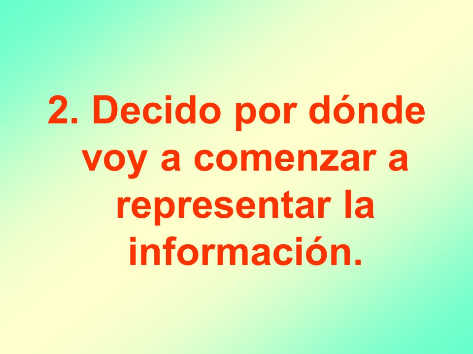 2. Decido por dónde voy a comenzar a representar la información.