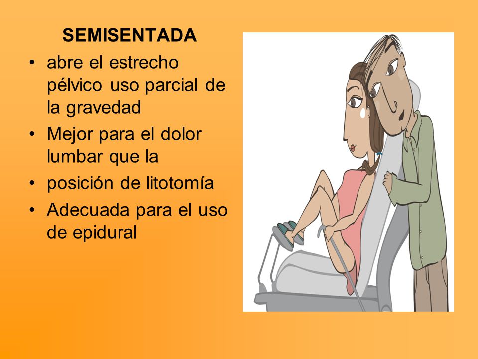 SEMISENTADA abre el estrecho pélvico uso parcial de la gravedad. Mejor para el dolor lumbar que la.