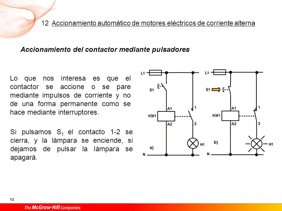 Para mantener la lámpara encendida, añadimos un contacto auxiliar abierto del contactor, en paralelo con el pulsador S1.