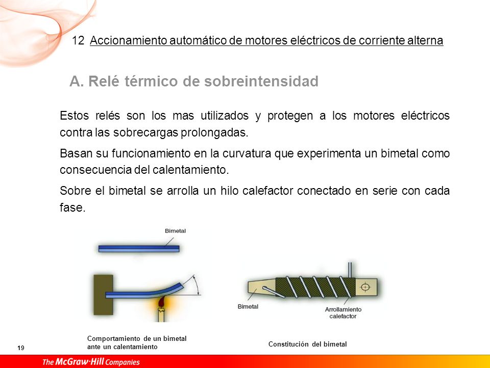 Los relés suelen estar formados por tres bimetales, uno por fase.