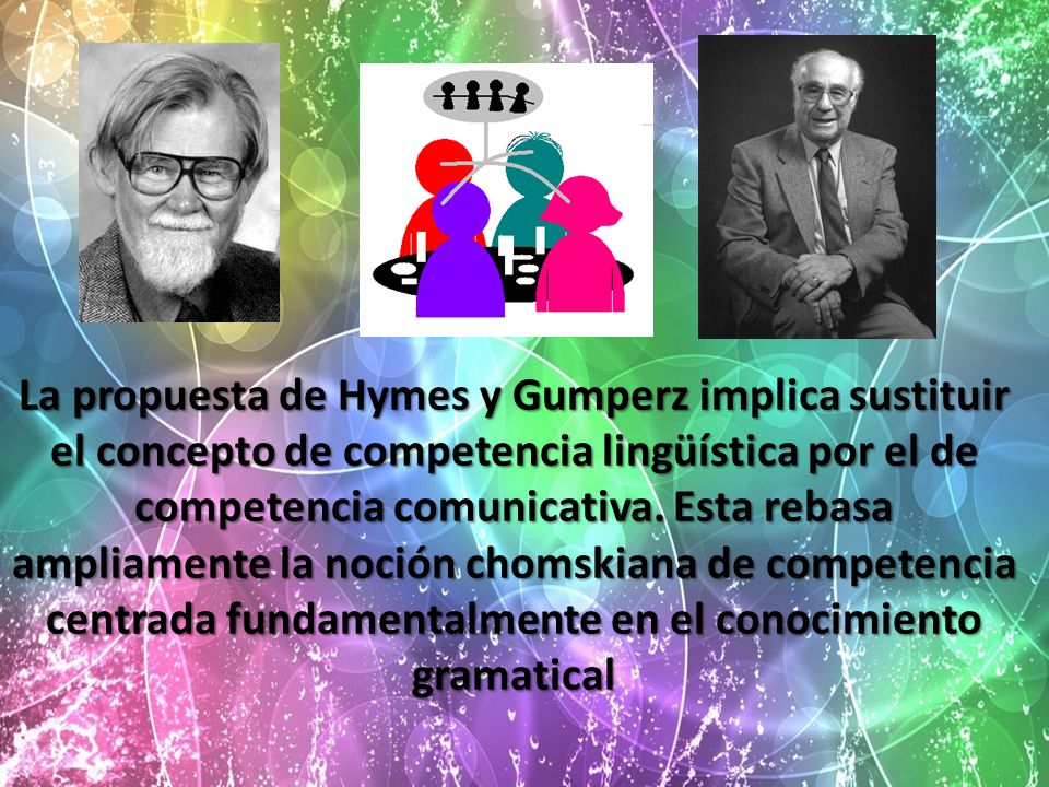 La propuesta de Hymes y Gumperz implica sustituir el concepto de competencia lingüística por el de competencia comunicativa.