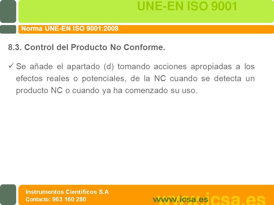 8.3. Control del Producto No Conforme.