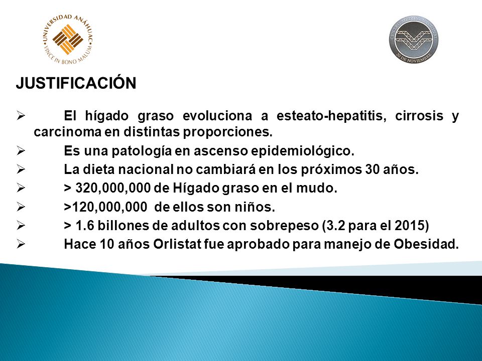 JUSTIFICACIÓN El hígado graso evoluciona a esteato-hepatitis, cirrosis y carcinoma en distintas proporciones.
