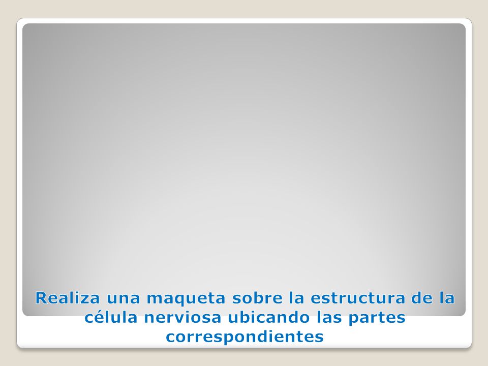 Realiza una maqueta sobre la estructura de la célula nerviosa ubicando las partes correspondientes
