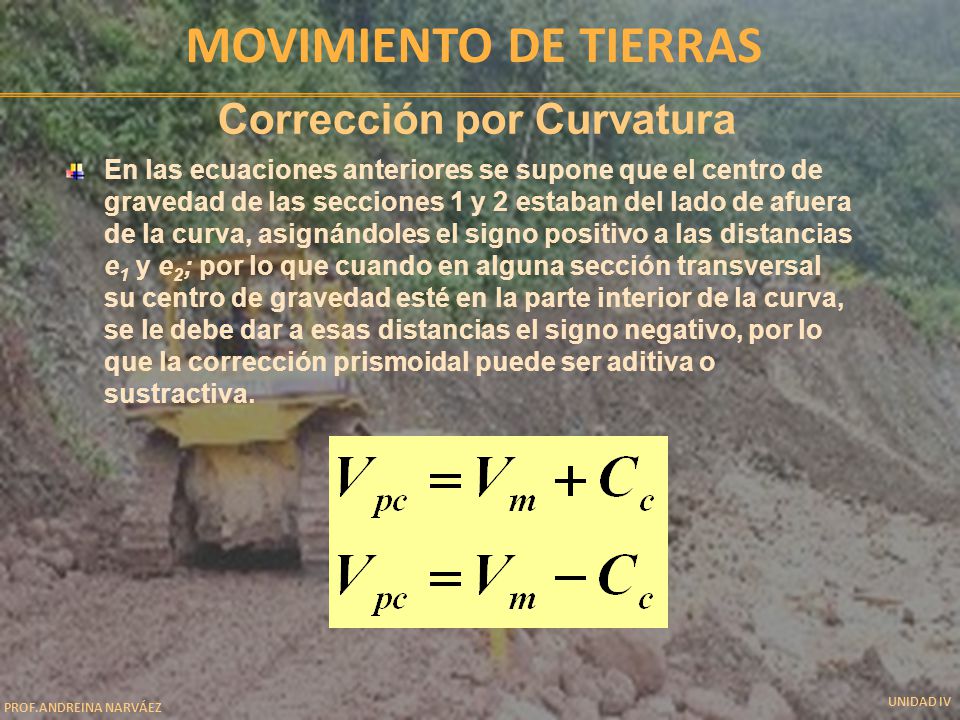 Movimiento de tierras Corrección por Curvatura