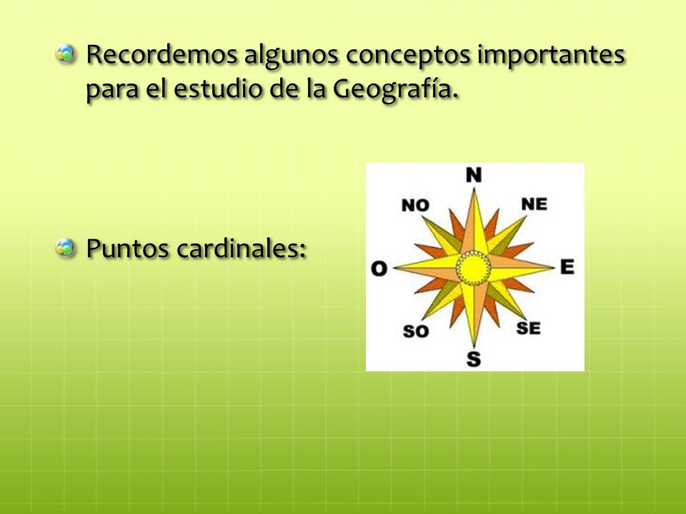 Recordemos algunos conceptos importantes para el estudio de la Geografía.