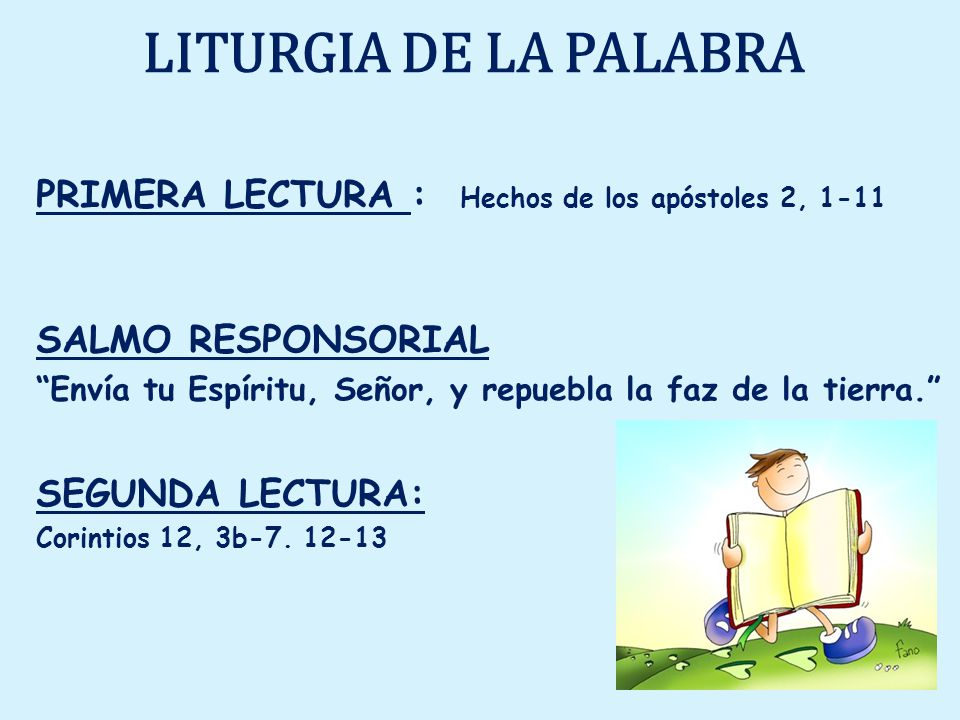 LITURGIA DE LA PALABRA PRIMERA LECTURA : Hechos de los apóstoles 2, SALMO RESPONSORIAL.