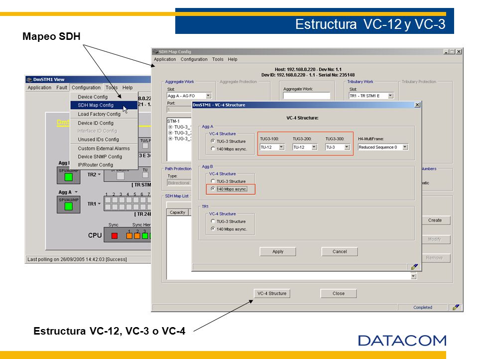 Estructura VC-12 y VC-3 Mapeo SDH Estructura VC-12, VC-3 o VC-4