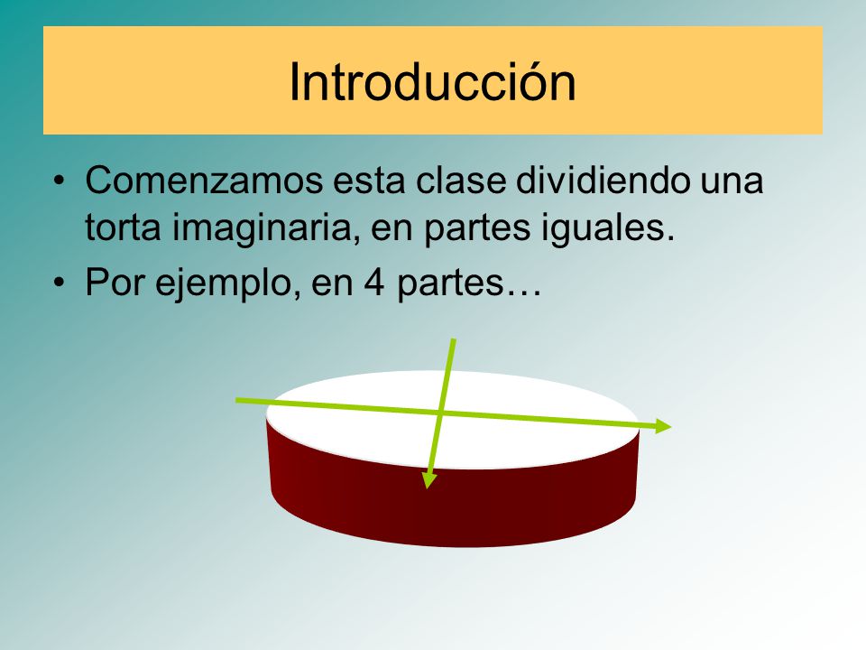 Introducción Comenzamos esta clase dividiendo una torta imaginaria, en partes iguales.