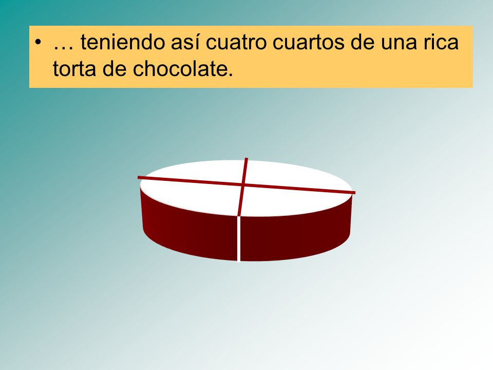 … teniendo así cuatro cuartos de una rica torta de chocolate.