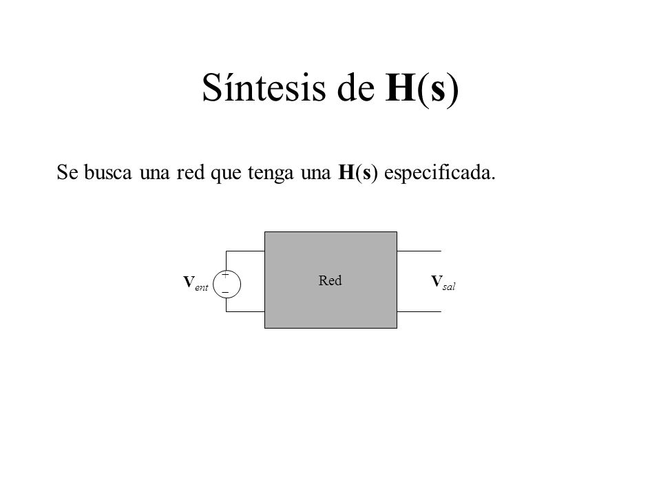 Síntesis de H(s) Se busca una red que tenga una H(s) especificada.
