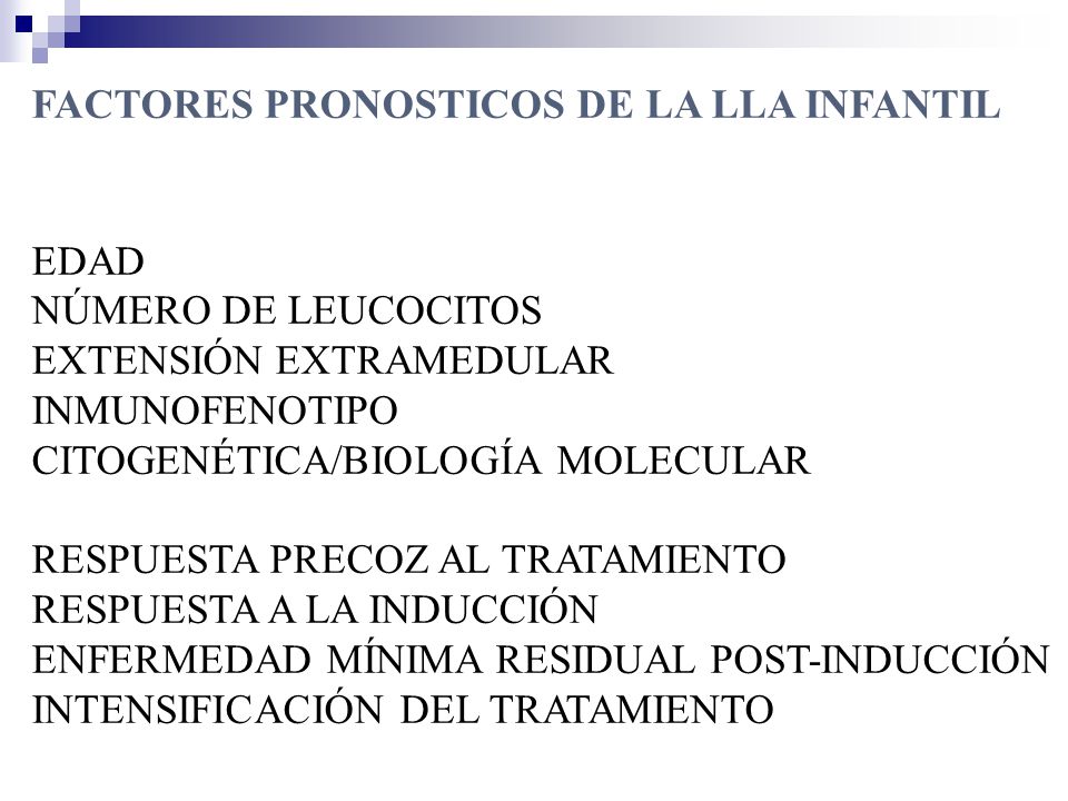 FACTORES PRONOSTICOS DE LA LLA INFANTIL EDAD NÚMERO DE LEUCOCITOS