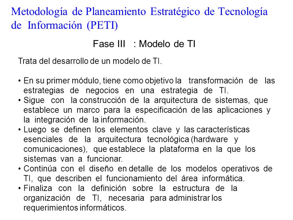 Metodología de Planeamiento Estratégico de Tecnología de Información (PETI)