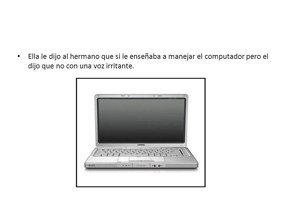 Ella le dijo al hermano que si le enseñaba a manejar el computador pero el dijo que no con una voz irritante.