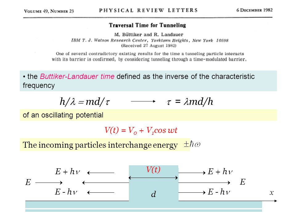 h/l = md/t t = lmd/h V(t) = V0 + V1cos wt