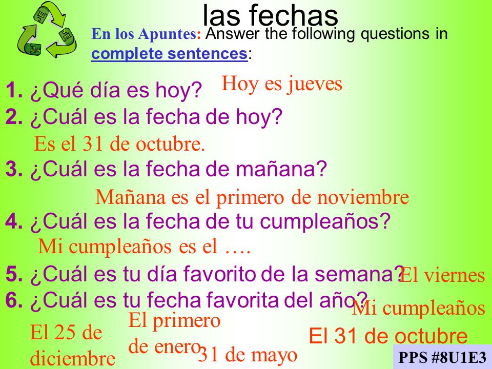 las fechas Hoy es jueves 1. ¿Qué día es hoy