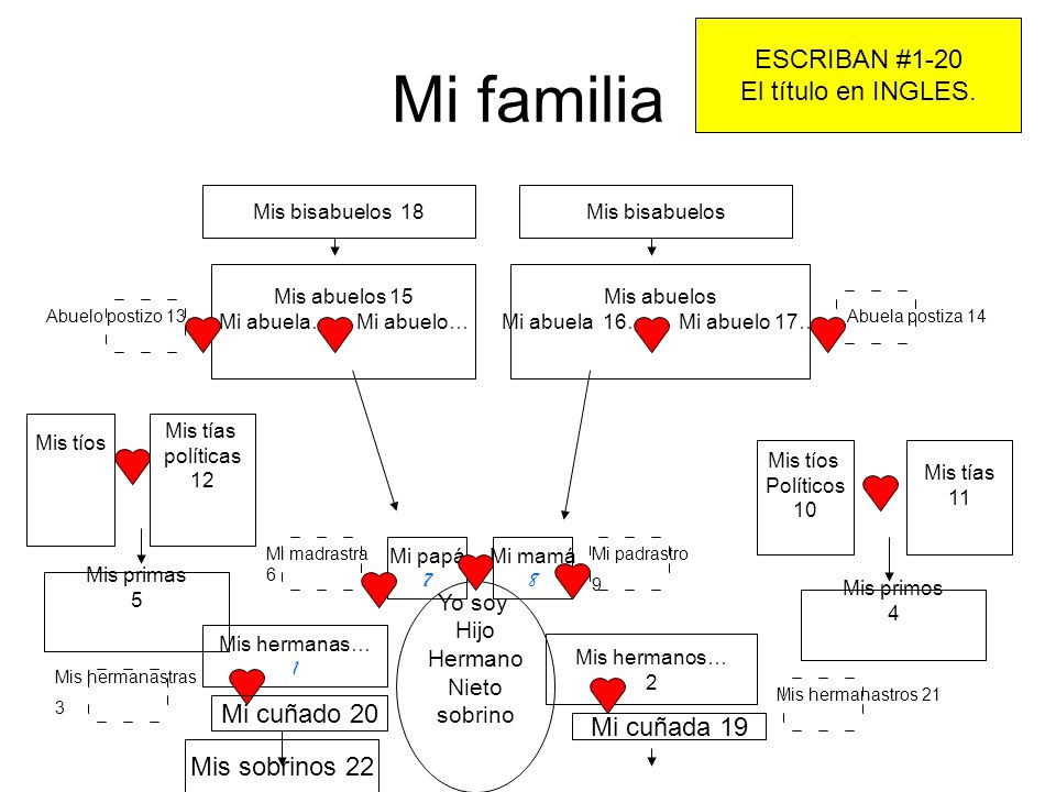 Mi familia ESCRIBAN #1-20 El título en INGLES. Mi cuñado 20