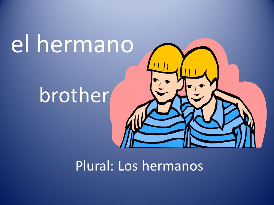 el hermano brother Plural: Los hermanos
