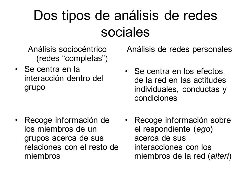 Dos tipos de análisis de redes sociales