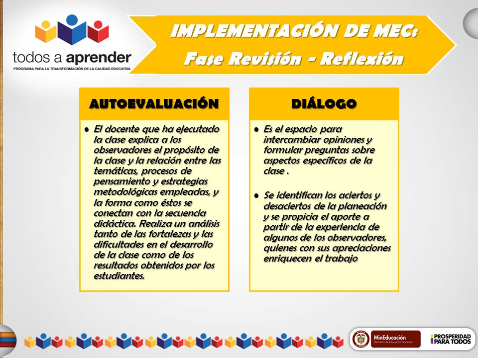 IMPLEMENTACIÓN DE MEC: Fase Revisión - Reflexión