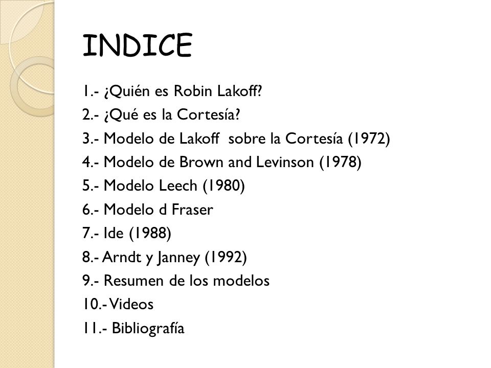 INDICE 1.- ¿Quién es Robin Lakoff 2.- ¿Qué es la Cortesía
