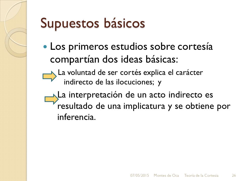Supuestos básicos Los primeros estudios sobre cortesía compartían dos ideas básicas: