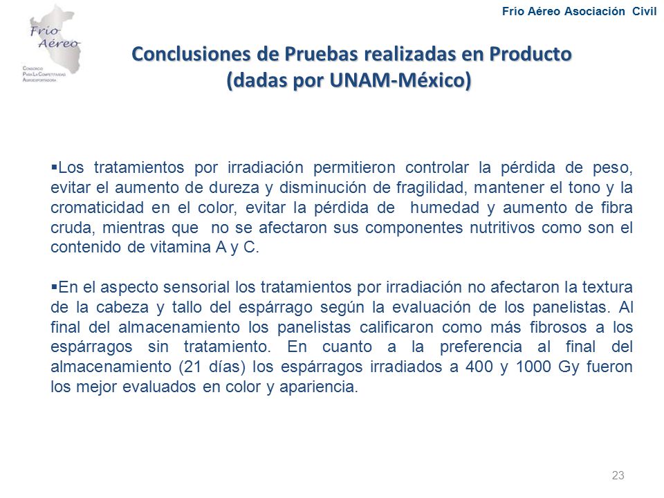 Conclusiones de Pruebas realizadas en Producto (dadas por UNAM-México)