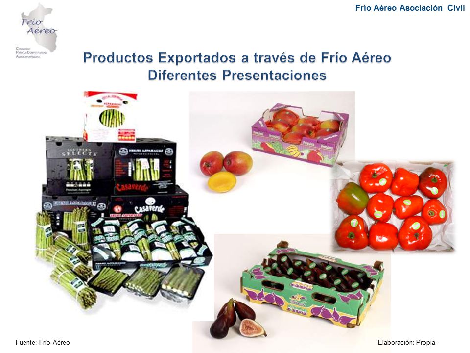 Productos Exportados a través de Frío Aéreo Diferentes Presentaciones