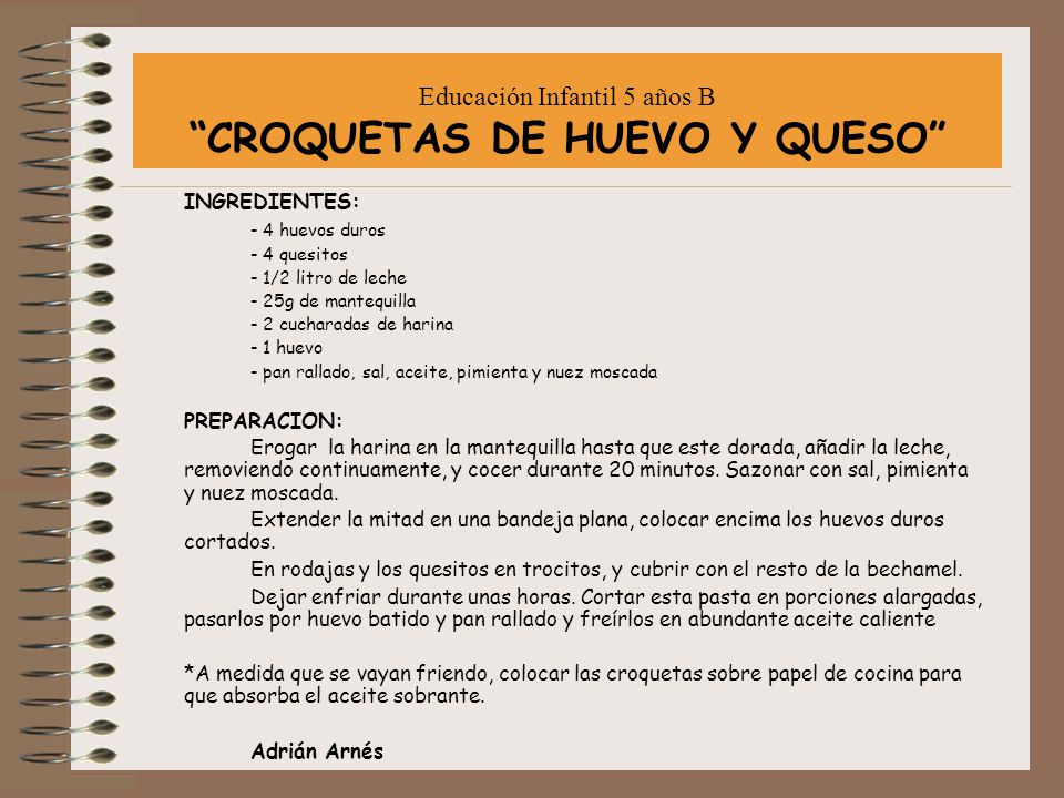 Educación Infantil 5 años B CROQUETAS DE HUEVO Y QUESO
