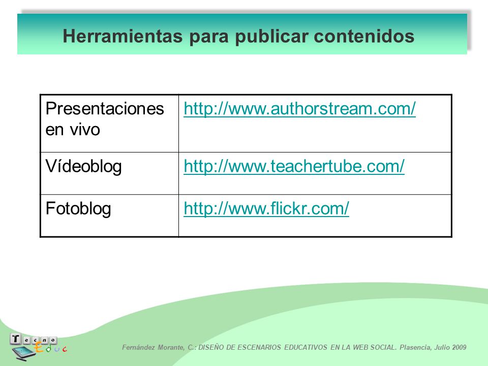 Herramientas para publicar contenidos