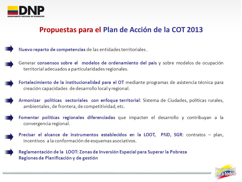 Propuestas para el Plan de Acción de la COT 2013