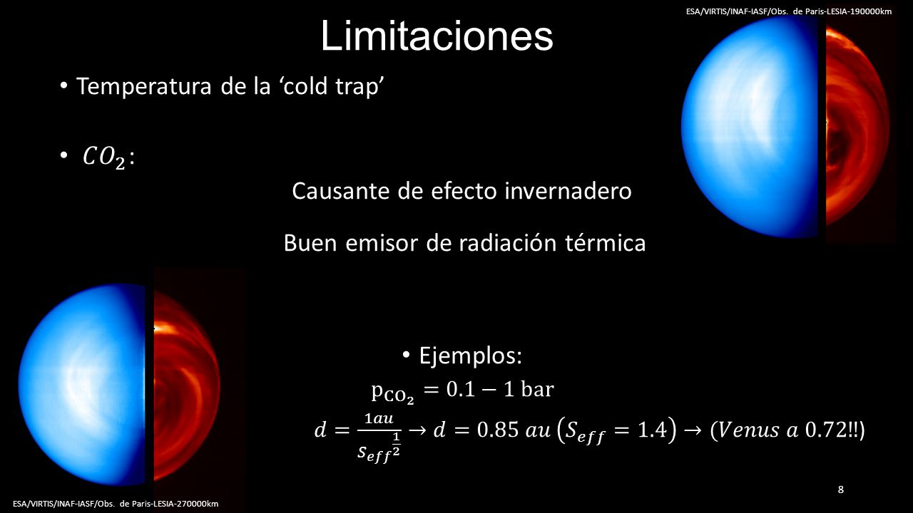 Limitaciones Temperatura de la ‘cold trap’ 𝐶 𝑂 2 :