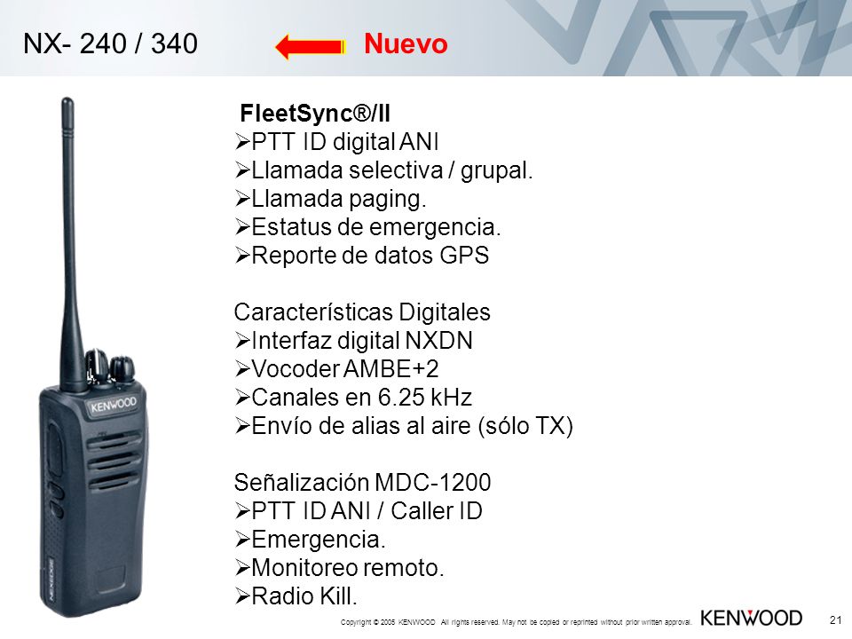 NX- 240 / 340 Nuevo PTT ID digital ANI Llamada selectiva / grupal.