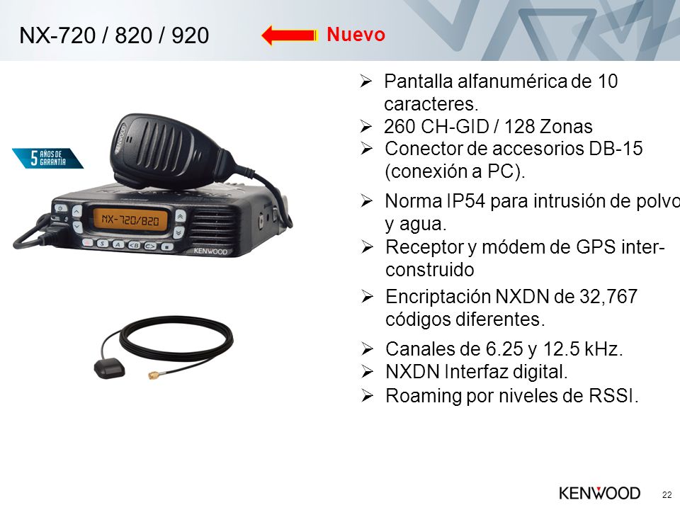NX-720 / 820 / 920 Nuevo Pantalla alfanumérica de 10 caracteres.