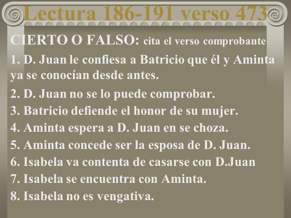 Lectura verso 473 CIERTO O FALSO: cita el verso comprobante