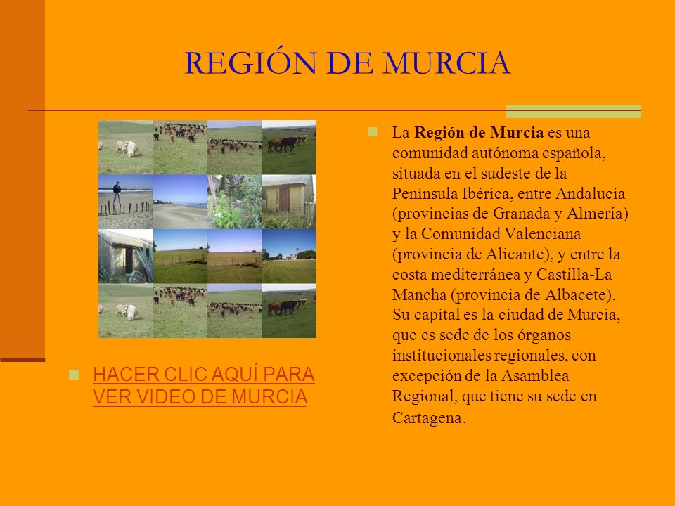 REGIÓN DE MURCIA HACER CLIC AQUÍ PARA VER VIDEO DE MURCIA