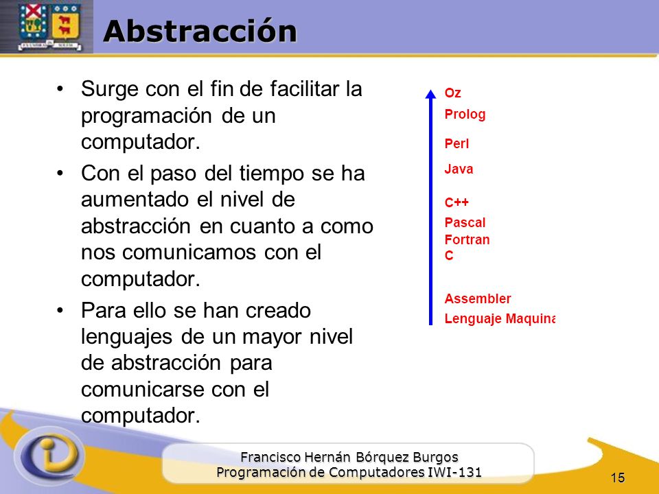Abstracción Surge con el fin de facilitar la programación de un computador.