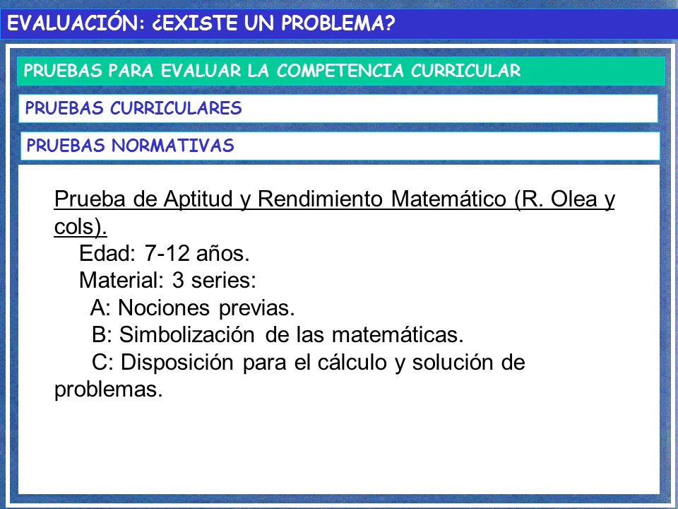 Prueba de Aptitud y Rendimiento Matemático (R. Olea y cols).