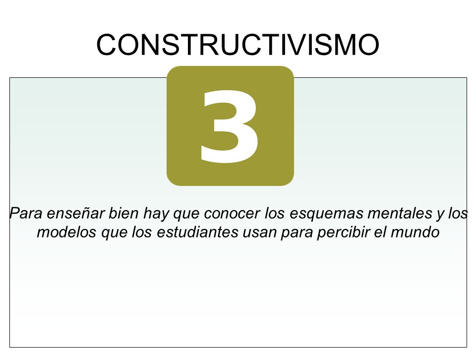 CONSTRUCTIVISMO Para enseñar bien hay que conocer los esquemas mentales y los.