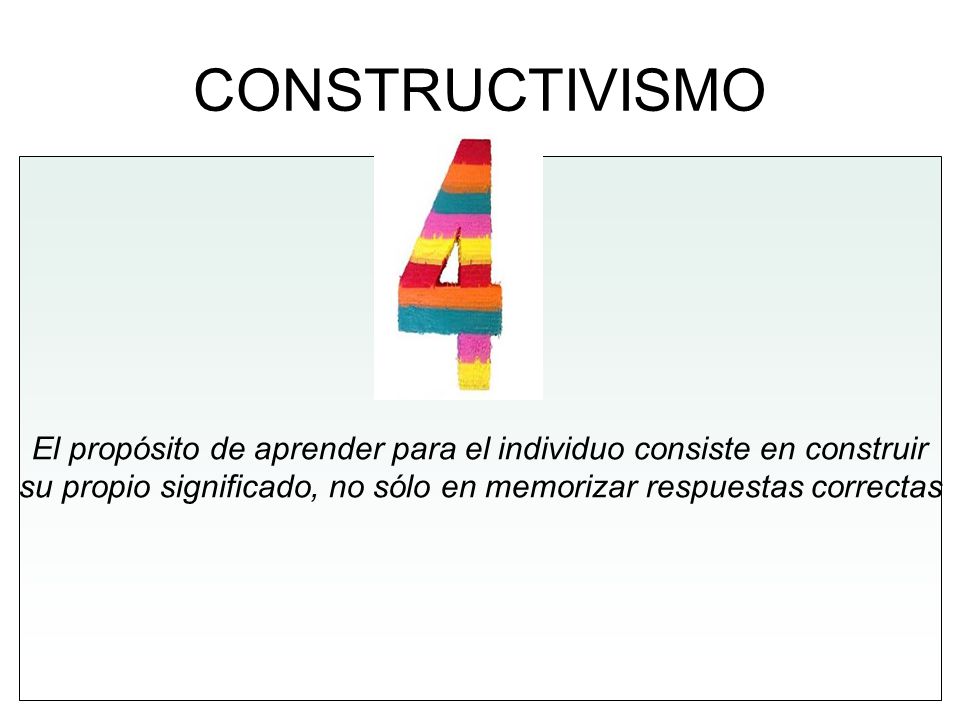 CONSTRUCTIVISMO El propósito de aprender para el individuo consiste en construir.