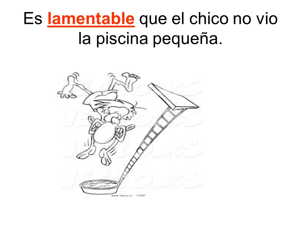 Es lamentable que el chico no vio la piscina pequeña.