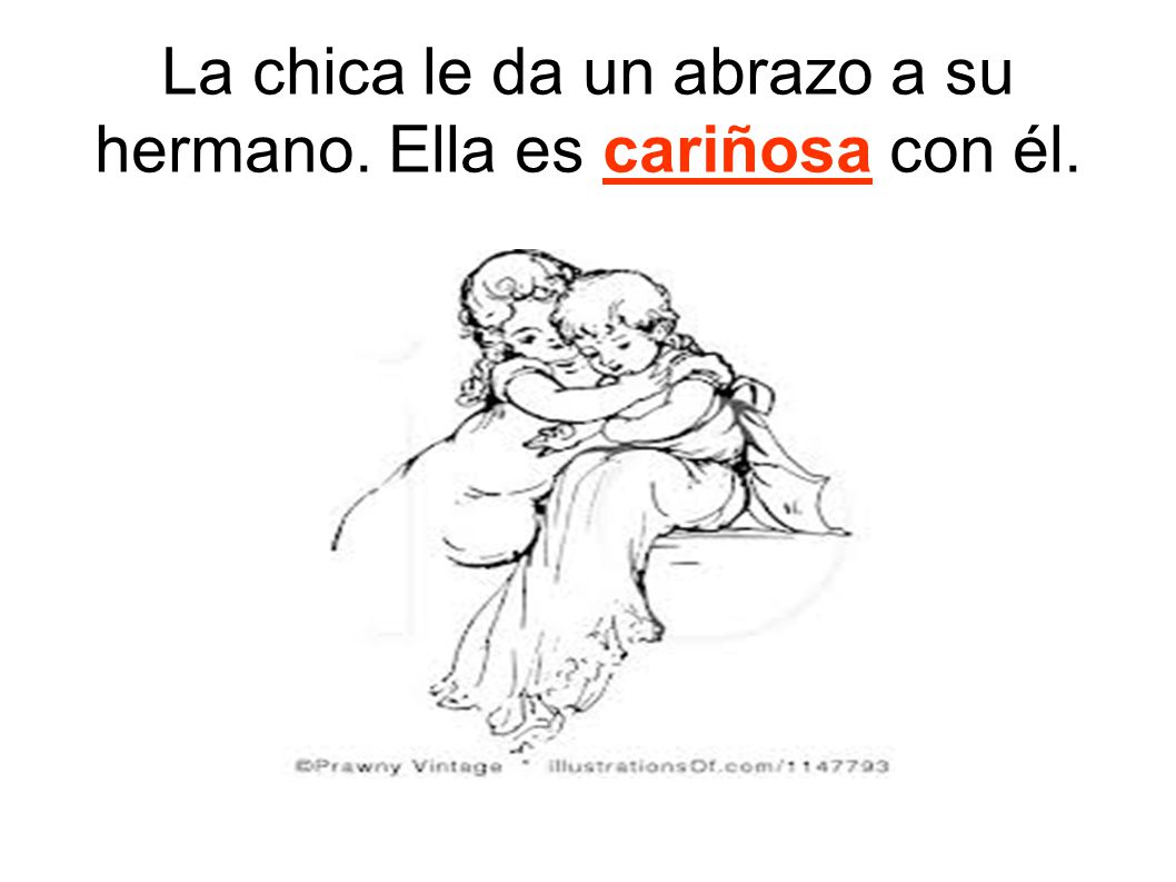 La chica le da un abrazo a su hermano. Ella es cariñosa con él.