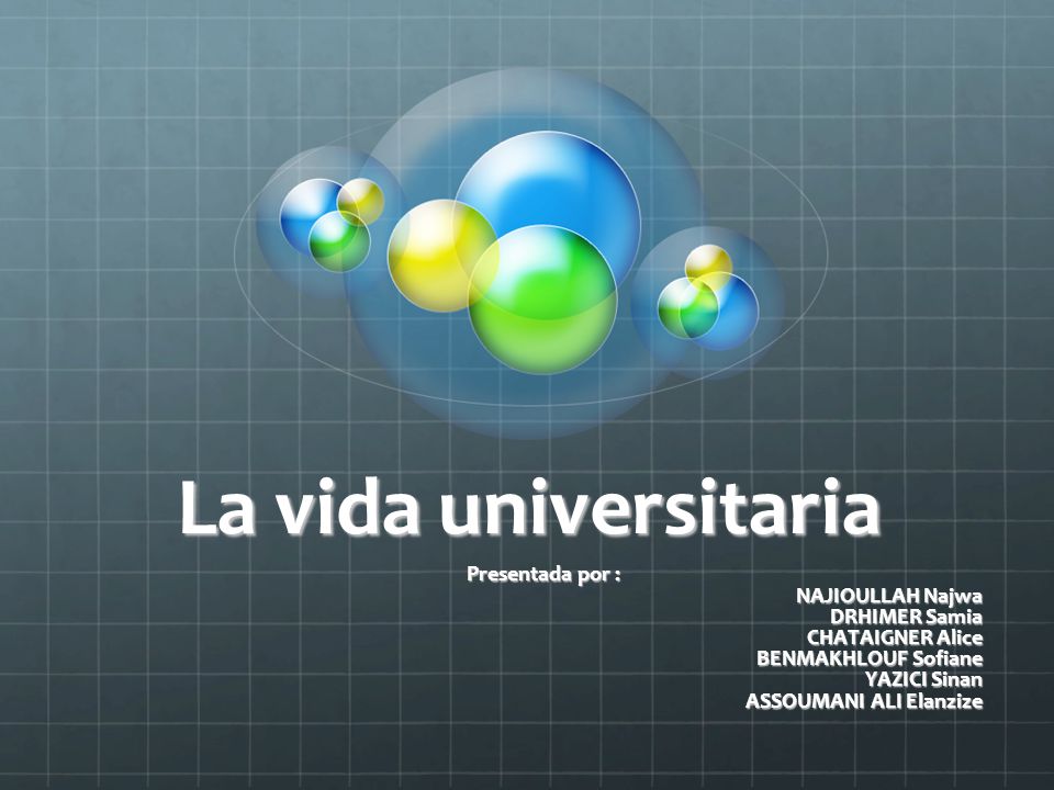 La vida universitaria Presentada por : NAJIOULLAH Najwa DRHIMER Samia